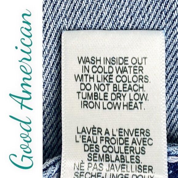 GOOD AMERICAN Distressed Denim Mini Skirt, Size 14 - Picture 10 of 12